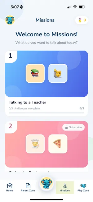 Missions in the Speak with Zubi app