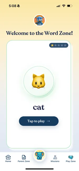 Word Zone in the Speak with Zubi app